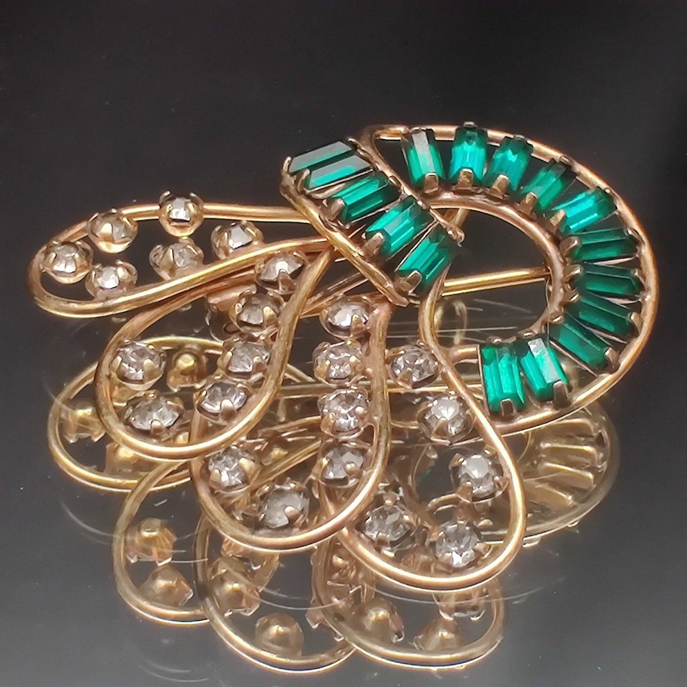 Vintage Harper Gold Filled Emerald Pendant Brooch